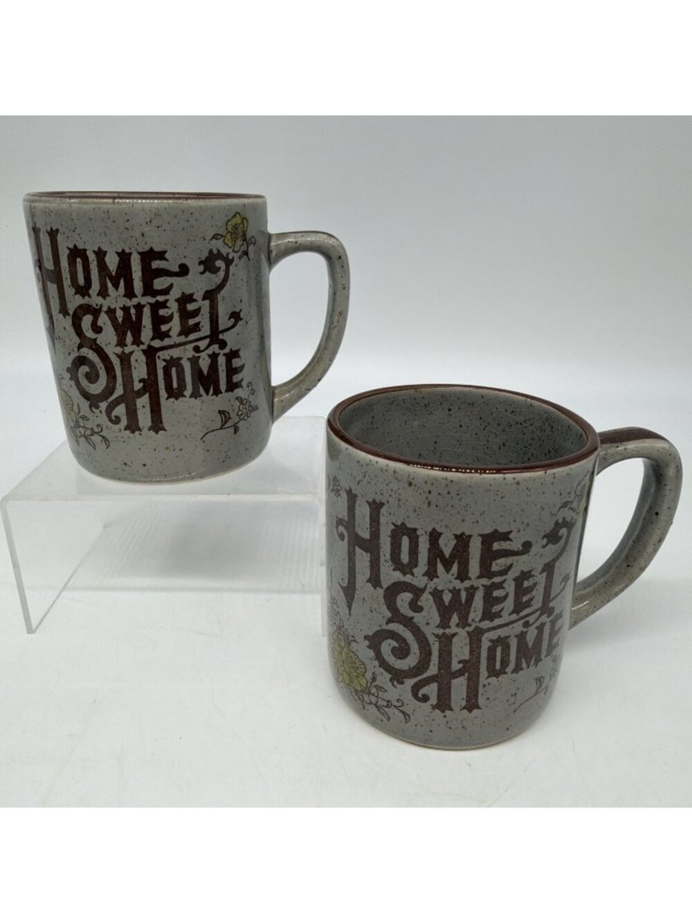 Otagiri MCM “Home Sweet Home” Coffee Tea Mugs 8 Oz, Made In Japan Speckled